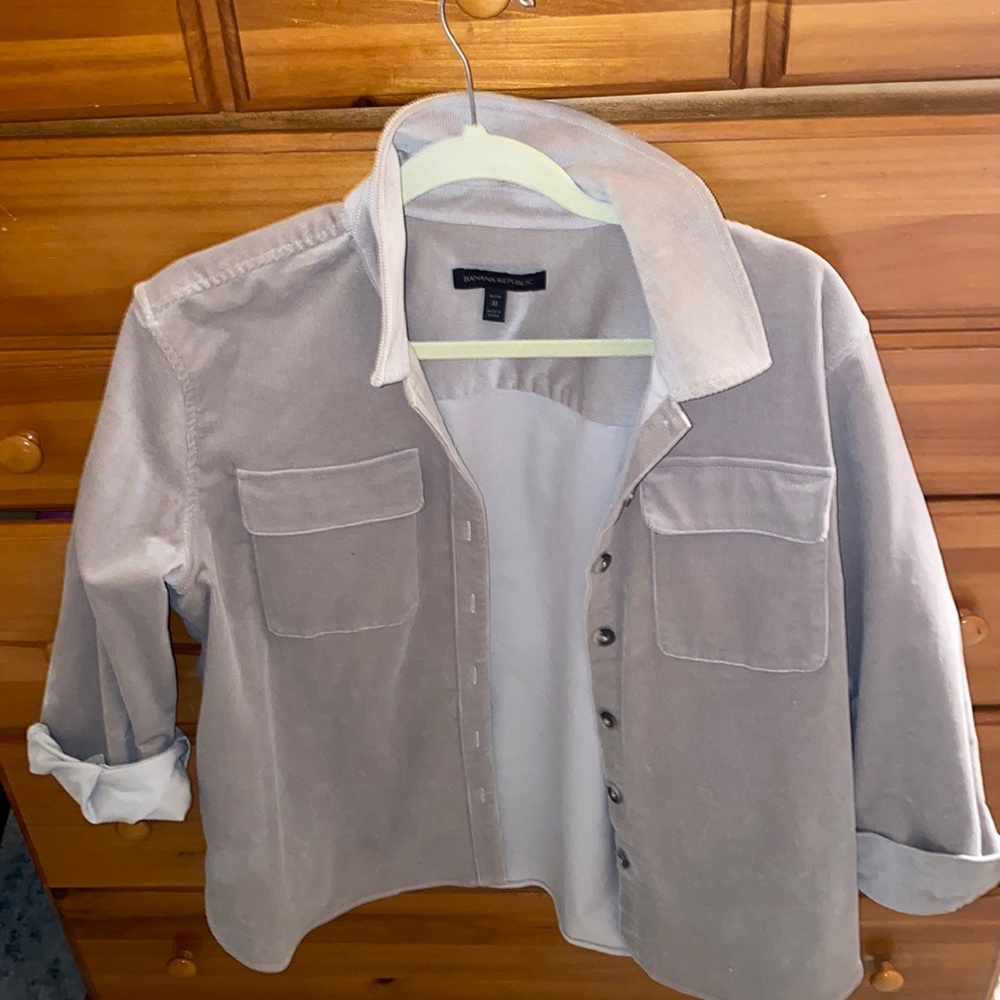 Beige corduroy shacket banana republic